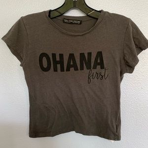 “Ohana First” Gray Crop Top